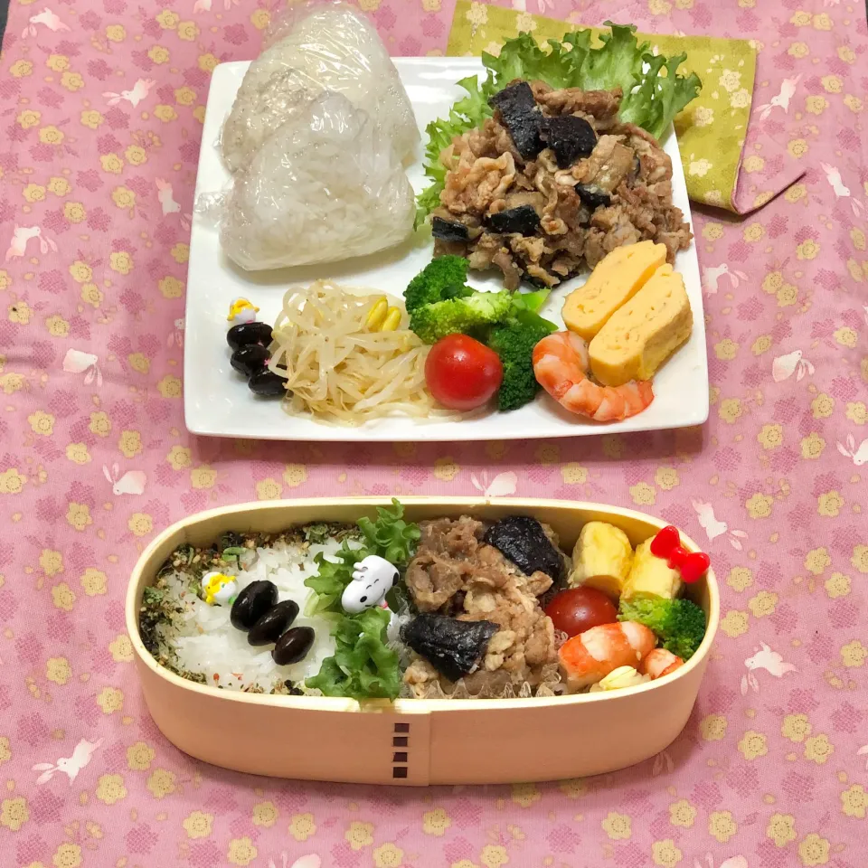 豚肉・ナスの味噌炒め☘の💙ちゃんお弁当❤️ちゃんランチプレート　7/17金|sweet homeさん