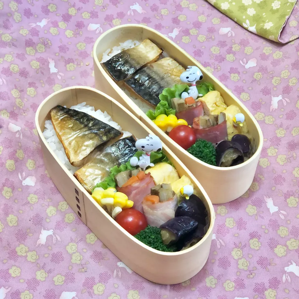 塩サバグリル☘の双子ちゃんお弁当💙❤️ 7/21火|sweet homeさん