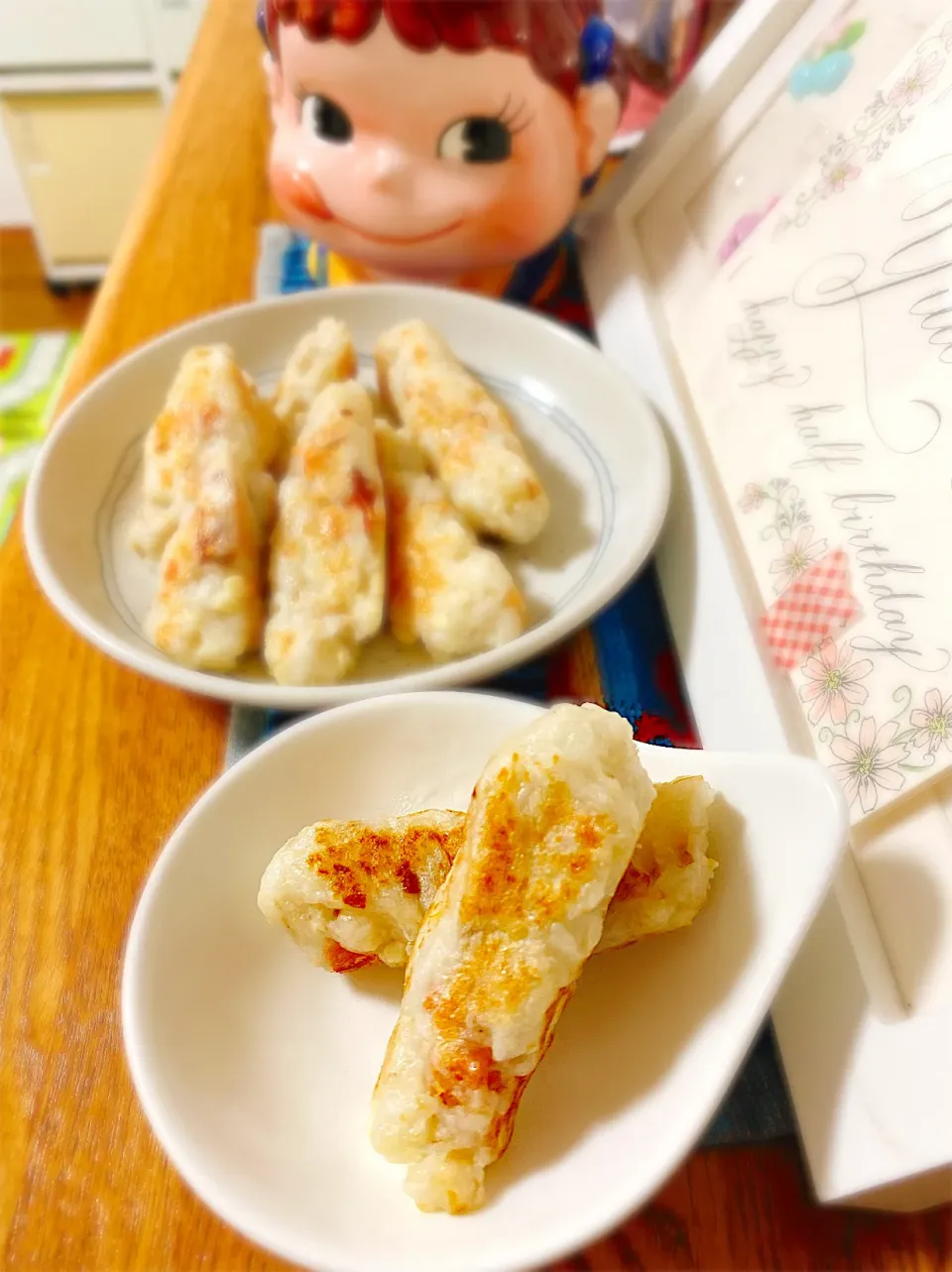 Snapdishの料理写真:手掴み食べシリーズ♡里芋と鮭の和洋スティックおやき。|ぽき。さん