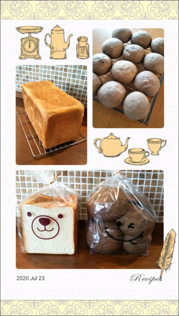 Snapdishの料理写真:食パン🍞とチョコバナナパン|きみちさん