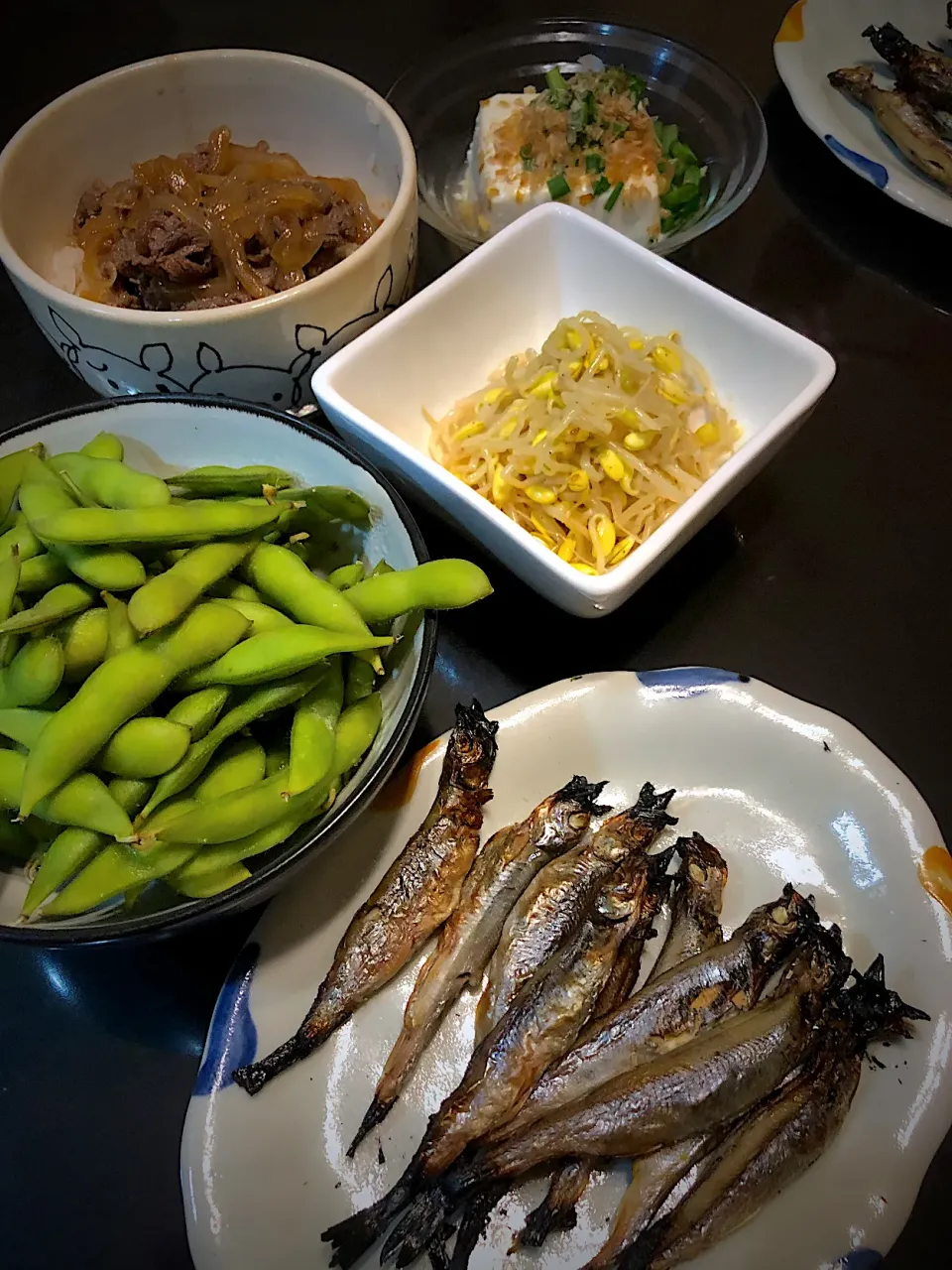 ししゃも、枝豆、ひややっこ、牛丼|MIYU☆MIYUさん