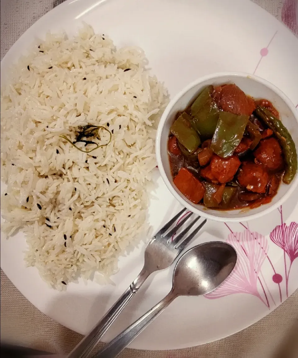 soya chilli with zeera rice fusion|IndianHands🙏さん