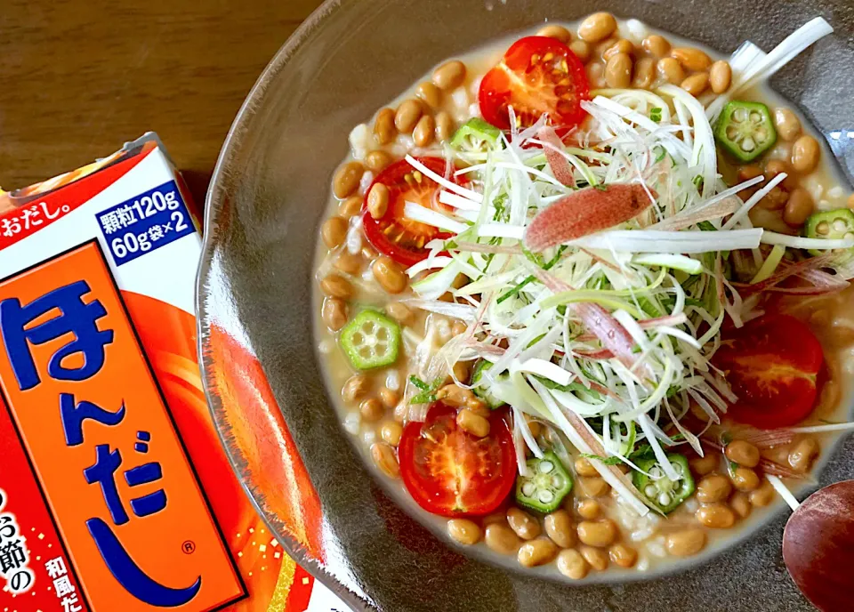 ほんだしde冷やしみそ汁納豆ご飯|ナガマンさん