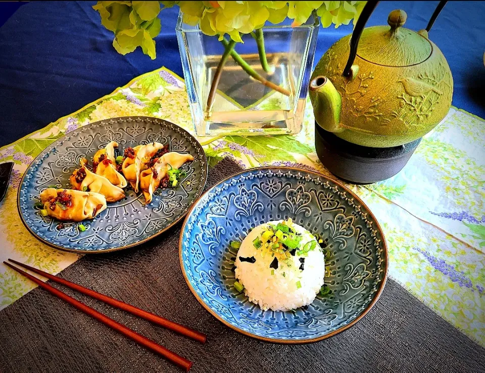 Shrimp Gyoza and Furikake Rice|Jbunny Caféさん