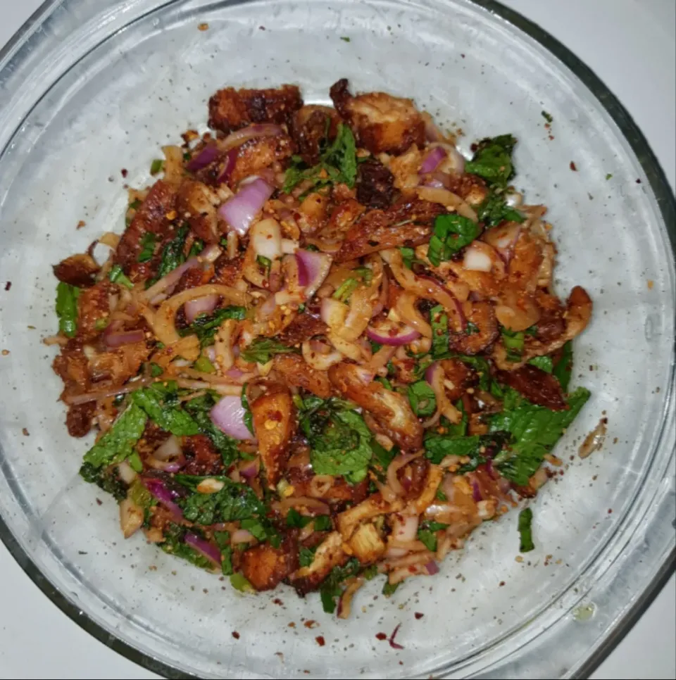 spicy fried chicken salad|patcookingfeverパットさん