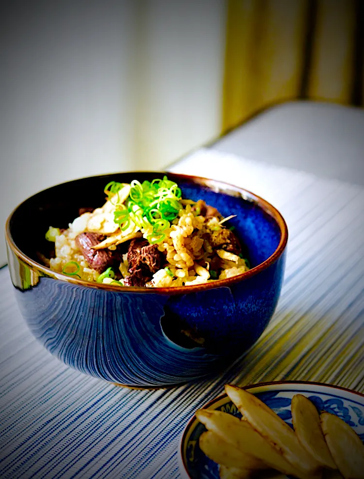 イチの作る野菜料理❣️らでぃっしゅぼーや第二弾！「カルガモと牛蒡の炊き込みご飯」休日のお昼ごはんだよ❣️(^_−)−☆✨💛|イチロッタさん