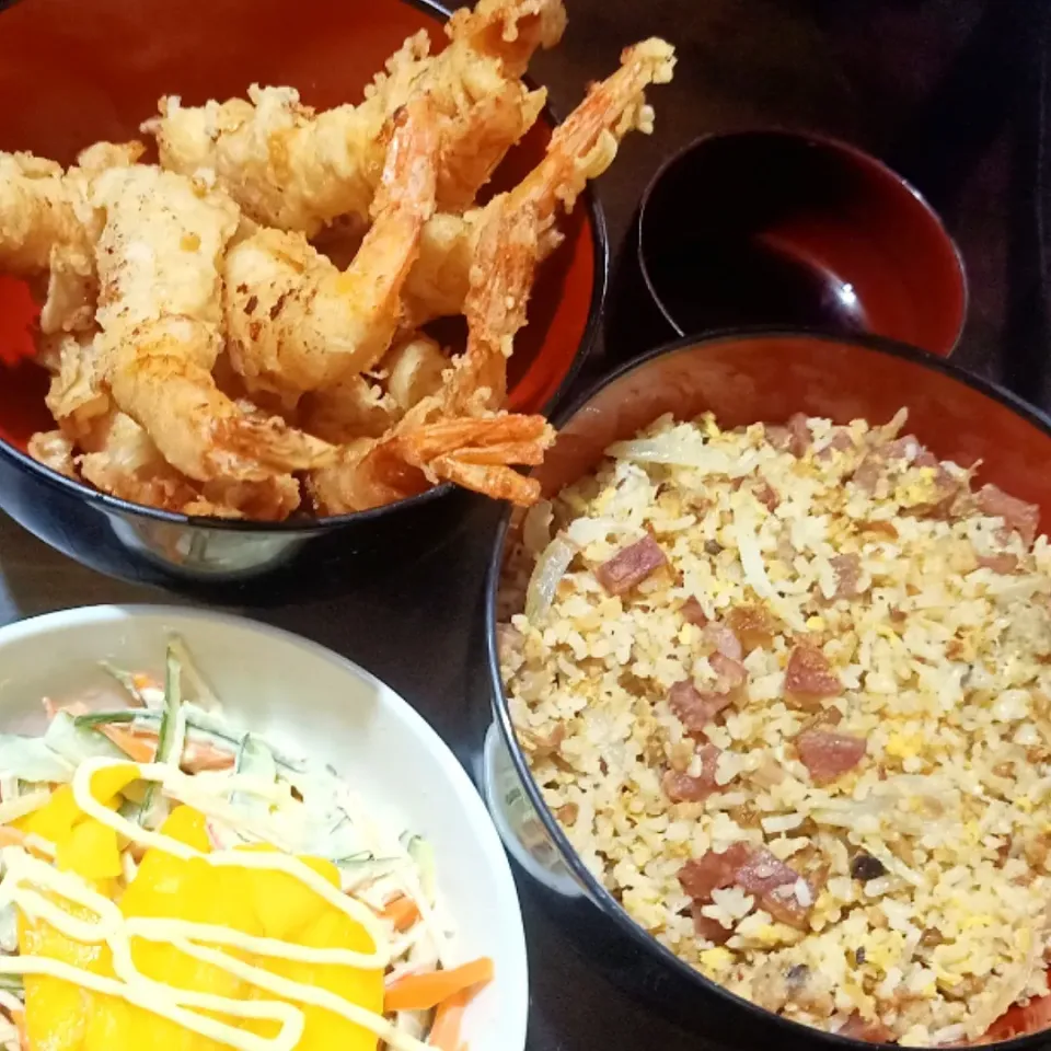 Homemade Tempura and Chahan Fried Rice with Kani Salad|The Wretched Chefさん