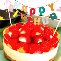 Snapdishの料理写真:チーズケーキwithストロベリー白ワインゼリー|Mさん