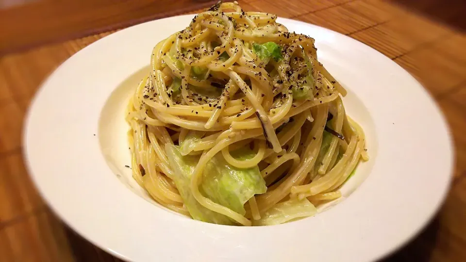 ﾚﾀｽと塩昆布のわさびﾏﾖﾊﾟｽﾀ～🍝
の晩ごはん✨|kaz(*･ω･)さん