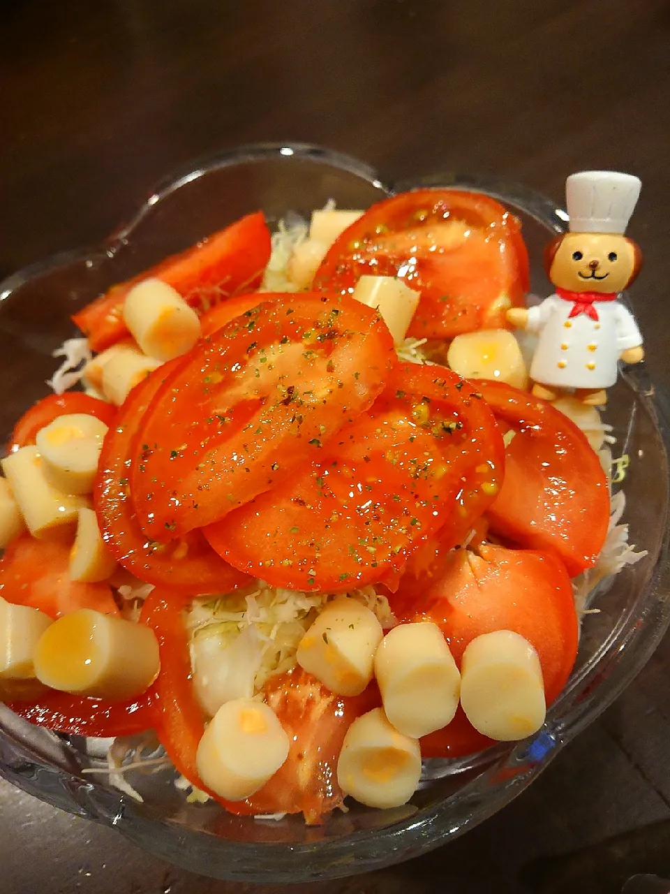 7才が作ったトマトたっぷりサラダ😋🍅|みぽりん♪さん