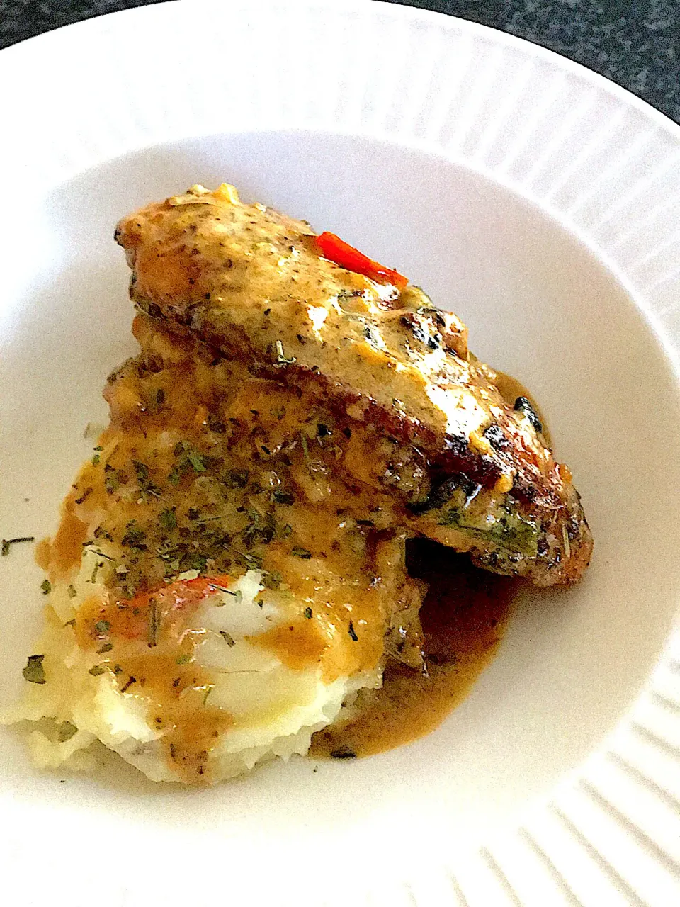 Stuffed chicken breast and potato mash😋|Fifiさん