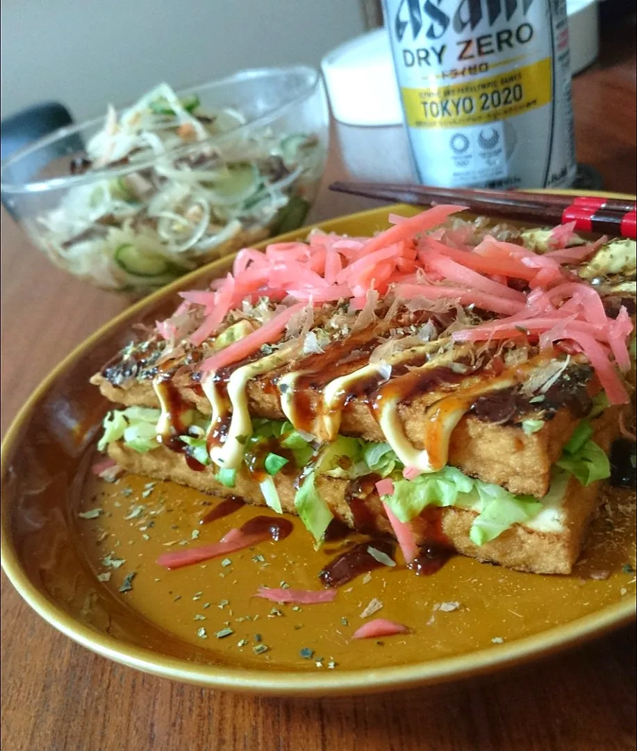 お好み焼き風厚揚げ|まりおさん