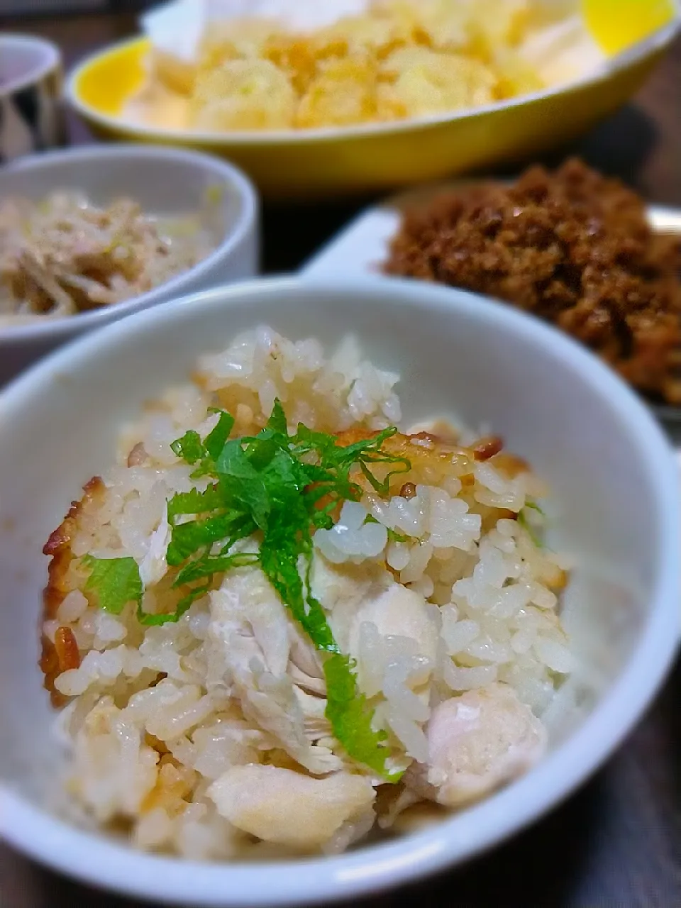 うまつゆと鶏ササミ＆しょうがで簡単味付けごはん。|ぴっぴさん