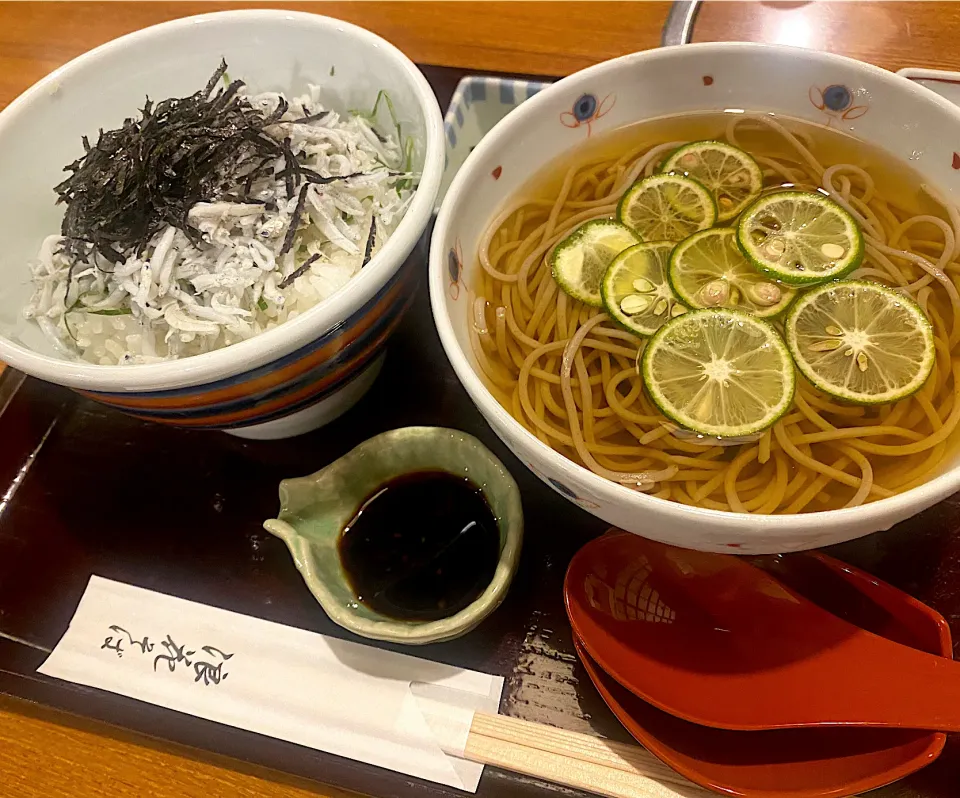 Snapdishの料理写真:すだちそばとミニしらす丼|にゃあ（芸名）さん