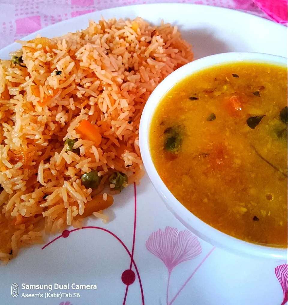 fried dal and aaloo matar rice|IndianHands🙏さん