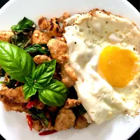 Snapdishの料理写真:Thai basil chicken using fresh basil from our garden 😍|Yenさん