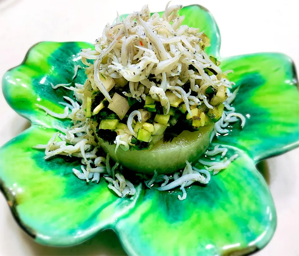 我が家の夏の前菜☀️冷やしおでん大根のだし＆しらすかけ|ひろりんさん