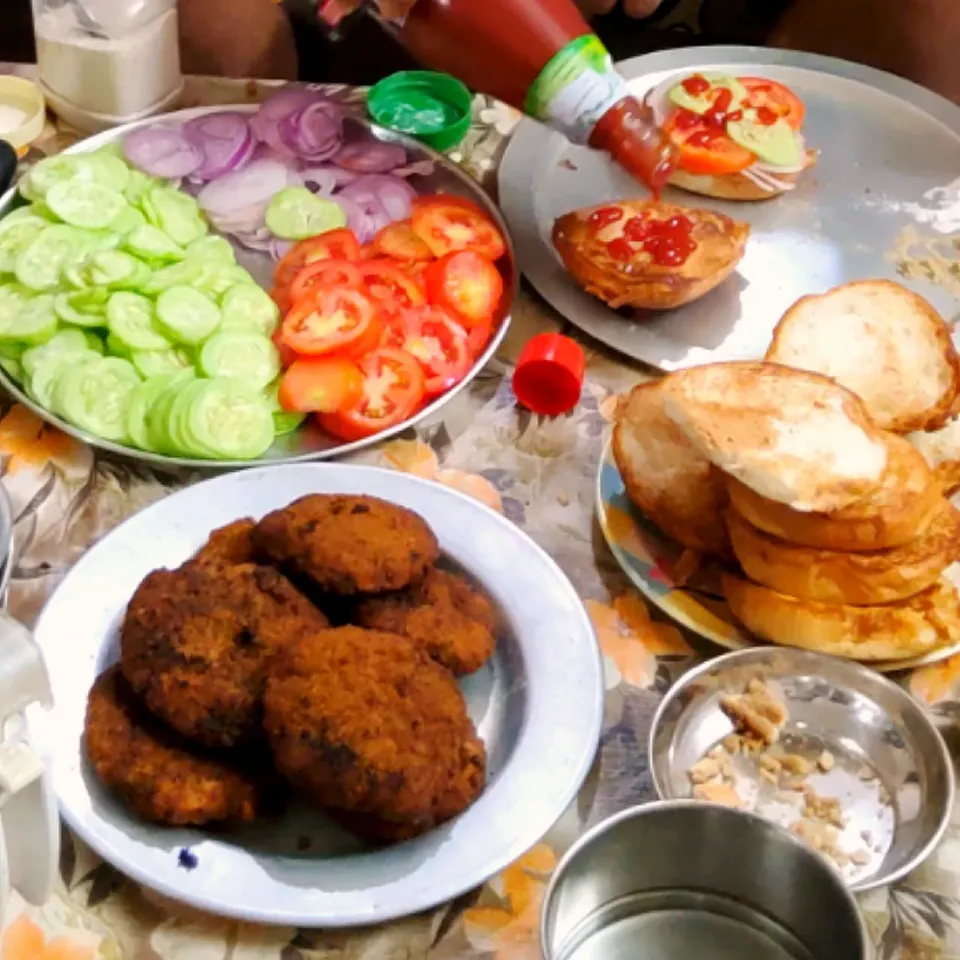 burger preparation|IndianHands🙏さん