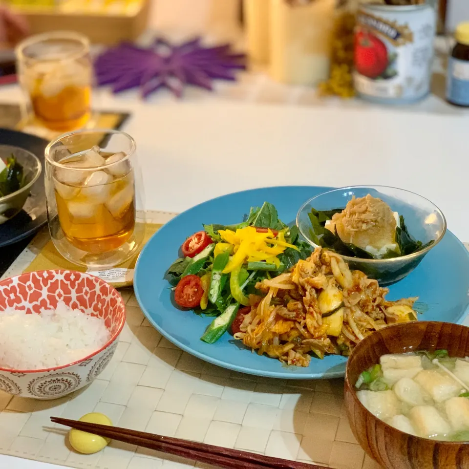 Snapdishの料理写真:豚キムチとなめ茸おろし冷奴|Yoco⋆︎*さん