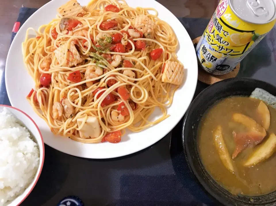 スパゲッティ、ほっきカレー|るるさん