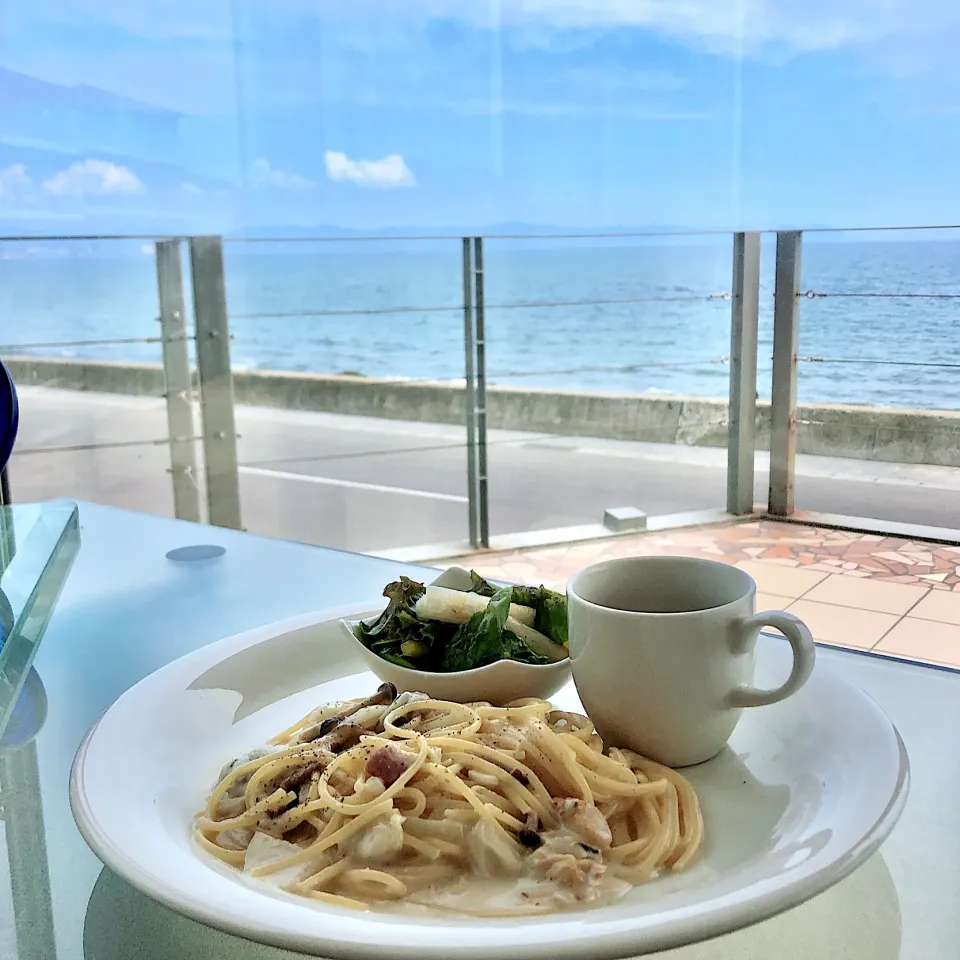 北海道函館市の海カフェで「帆立のパスタ」|Happy suzumeさん