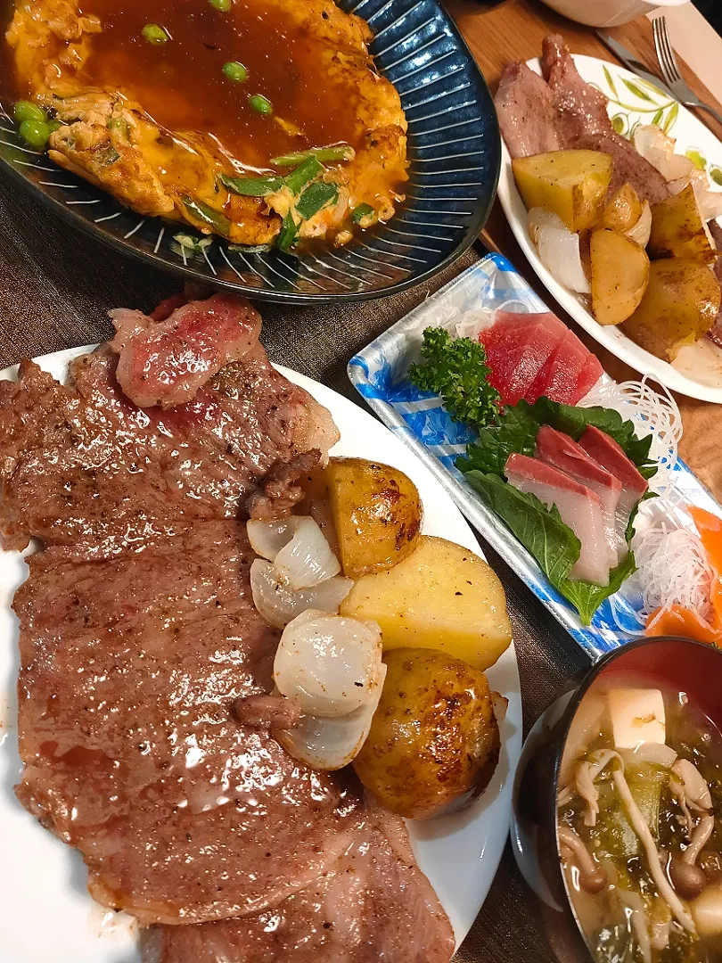 宮崎牛ステーキ🥩　夜ごはん|pukomaroさん