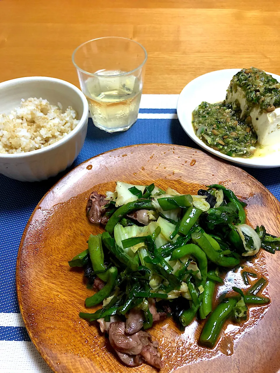 ハツの野菜炒め、自家製山形だし豆腐|小次郎さん