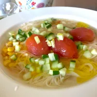 Snapdishの料理写真:塩レモンとオリーブの素麺|Sachiko  Omiyaさん