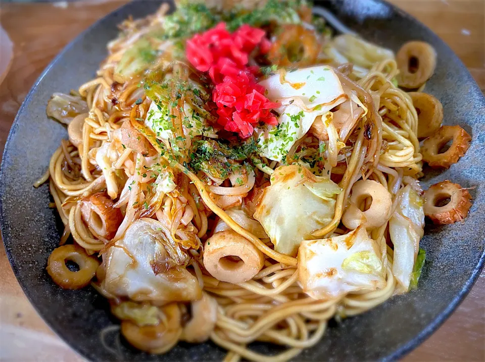 母用。肉抜き三種のソース焼きそば|名状しがたいゴミムシのようなものさん