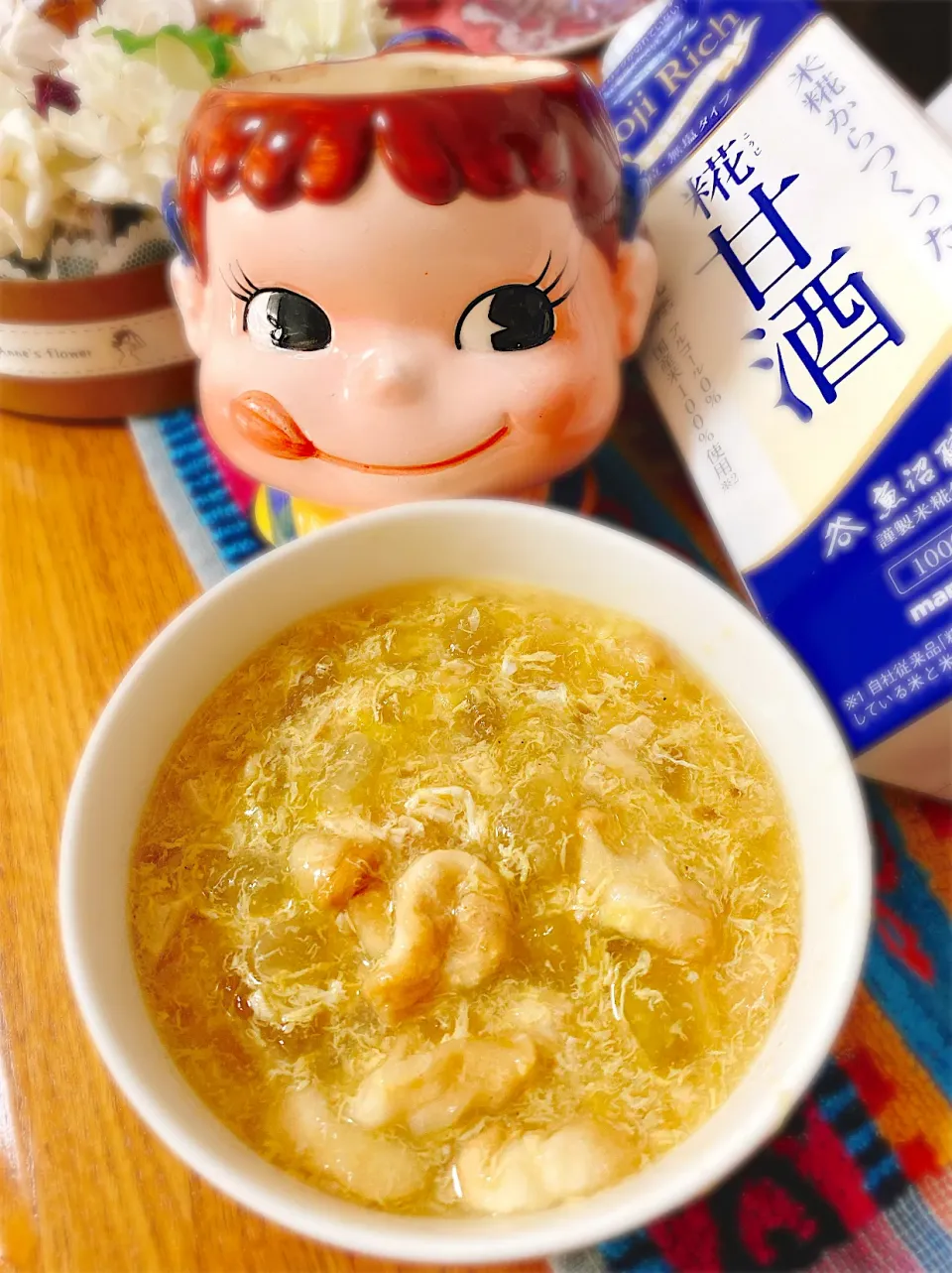 冬瓜とズッキーニとササミのとろとろたまごスープリメイク♡お麩のたまごとじ風スープあんかけ。|ぽき。さん