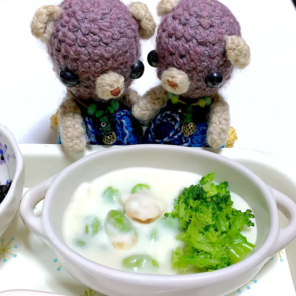 Snapdishの料理写真:小海老と枝豆グラタン風ヽ(・∀・)|chagashiさん