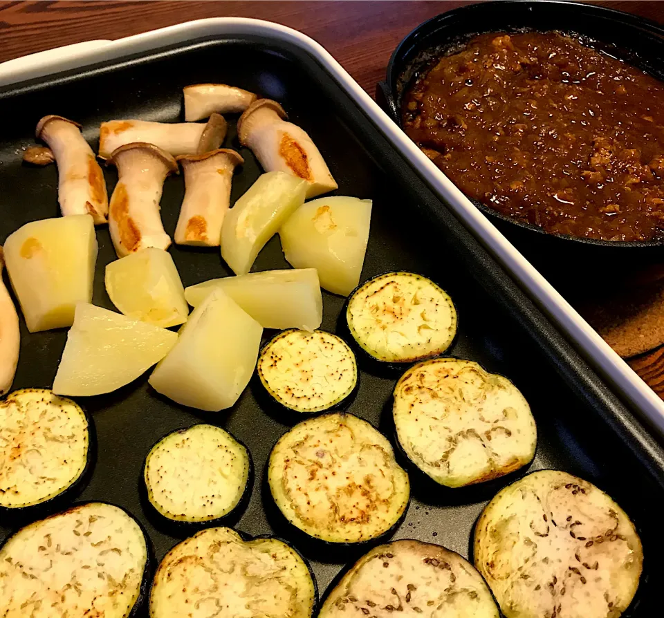 焼き野菜、キーマカレー添え|sanaeさん