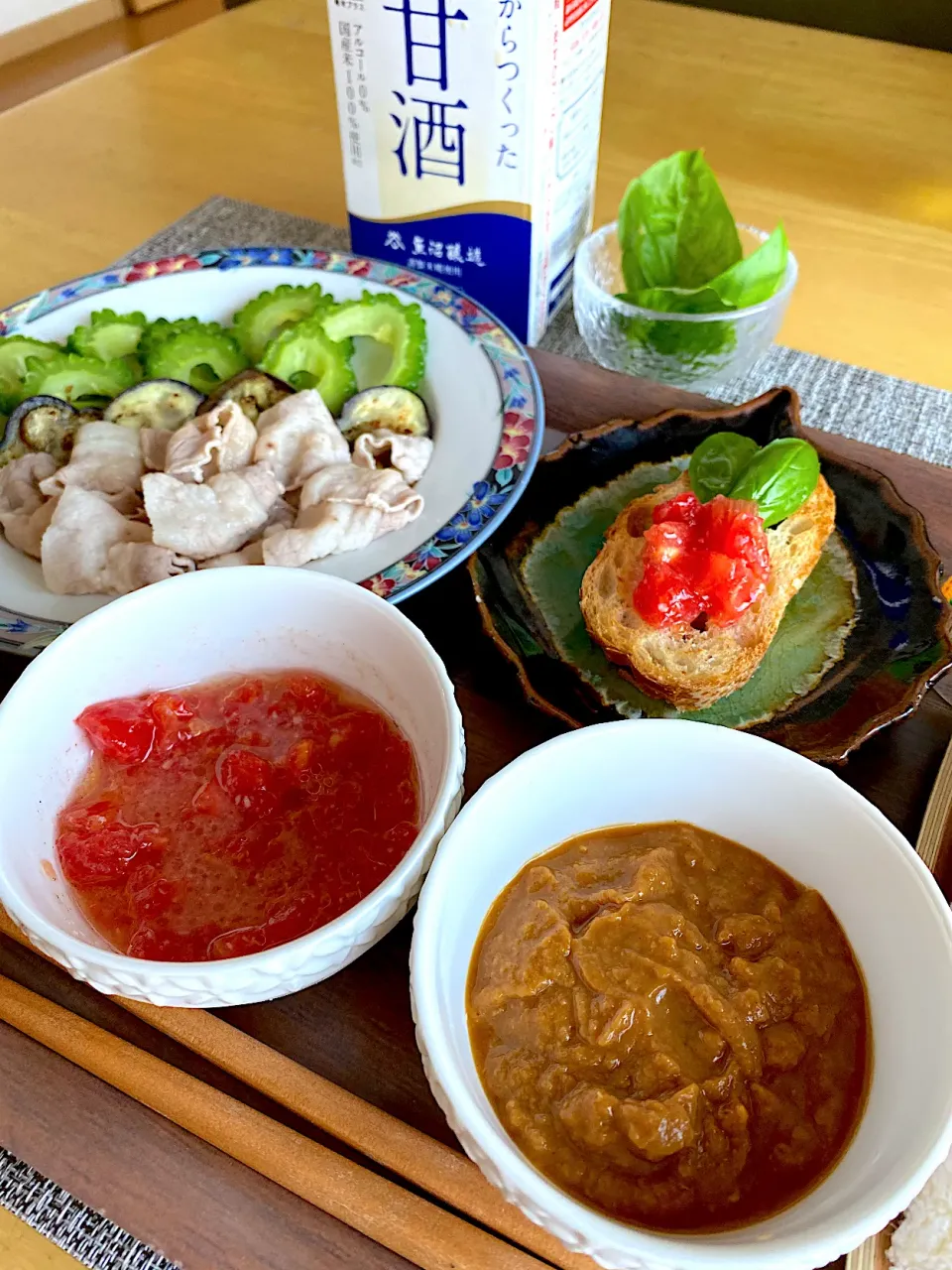 Snapdishの料理写真:みそしょうがディップ&トマトドレッシング|tomoさん