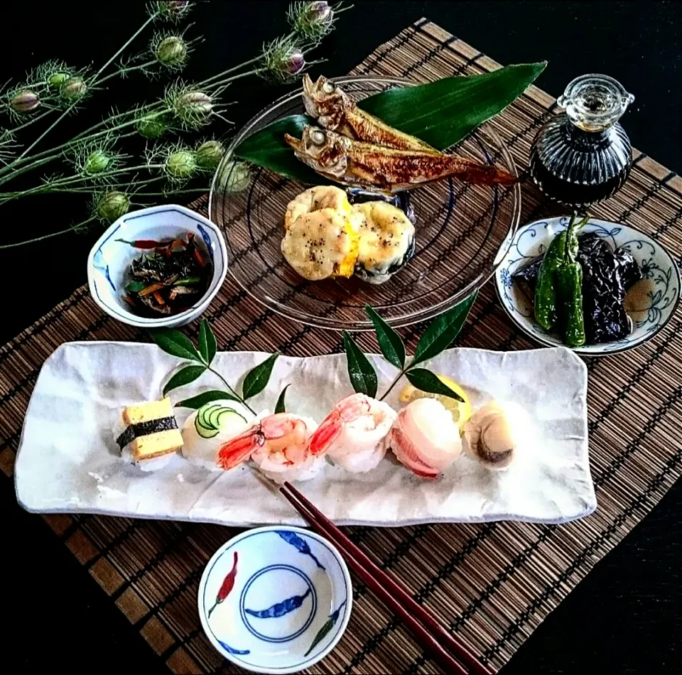 ズッキーニのチーズ焼と茄子とシシトウの揚げ浸しで居酒屋風|瑞さん