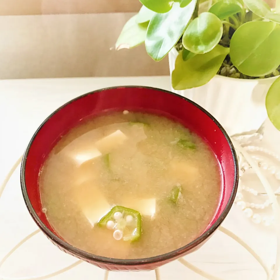 オクラと豆腐のお味噌汁♪|綾奈さん