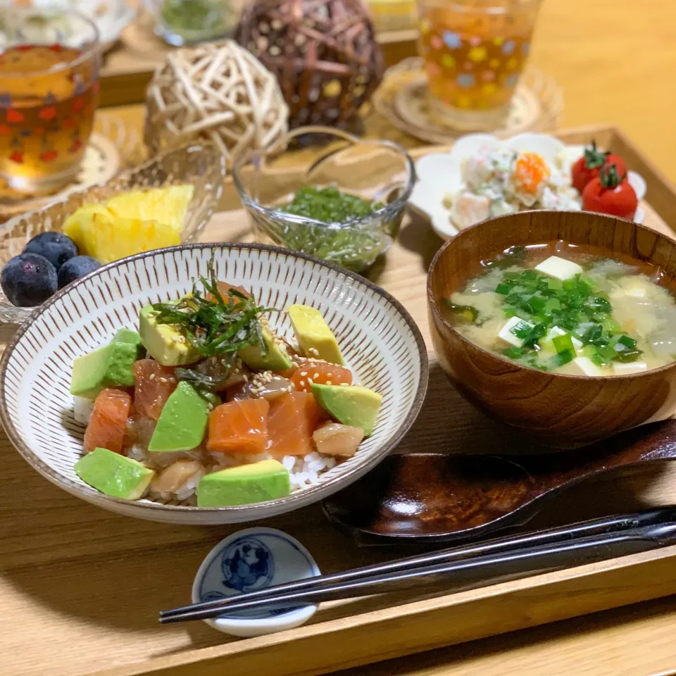 マグロとサーモンのポキ丼|kozue512さん