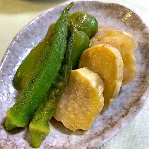 「おくら」を使ってみたSnapdishの料理・レシピ写真:夏野菜の揚げ浸し