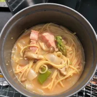 Snapdishの料理写真:焼肉タレ味スープパスタ|安部治さん