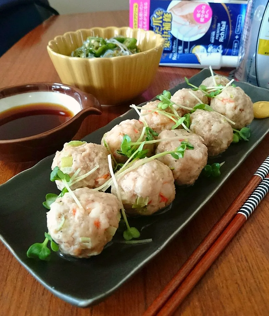 豚エビ豆腐団子 レンチン ポン|まりおさん