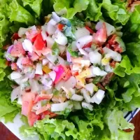 Cucumber, Bell paper salad with mayonnaise....|Sheli Jayさん