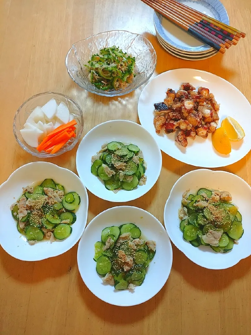 夏野菜たっぷりの晩ごはん|ちぃさん