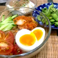 Snapdishの料理写真:ビビン麺と枝豆|tomoさん