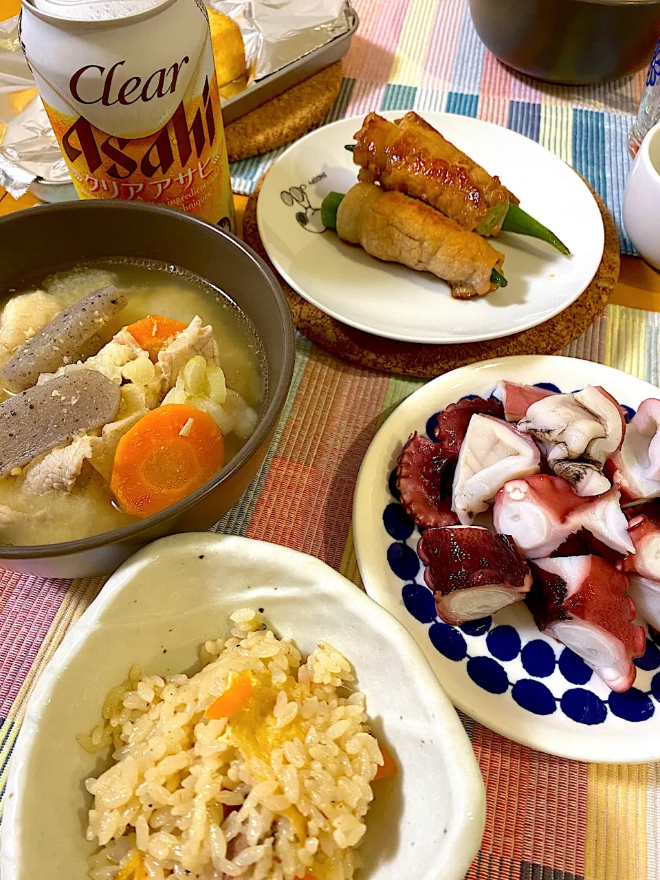 タコブツと豚汁と炊き込みご飯|まーさん