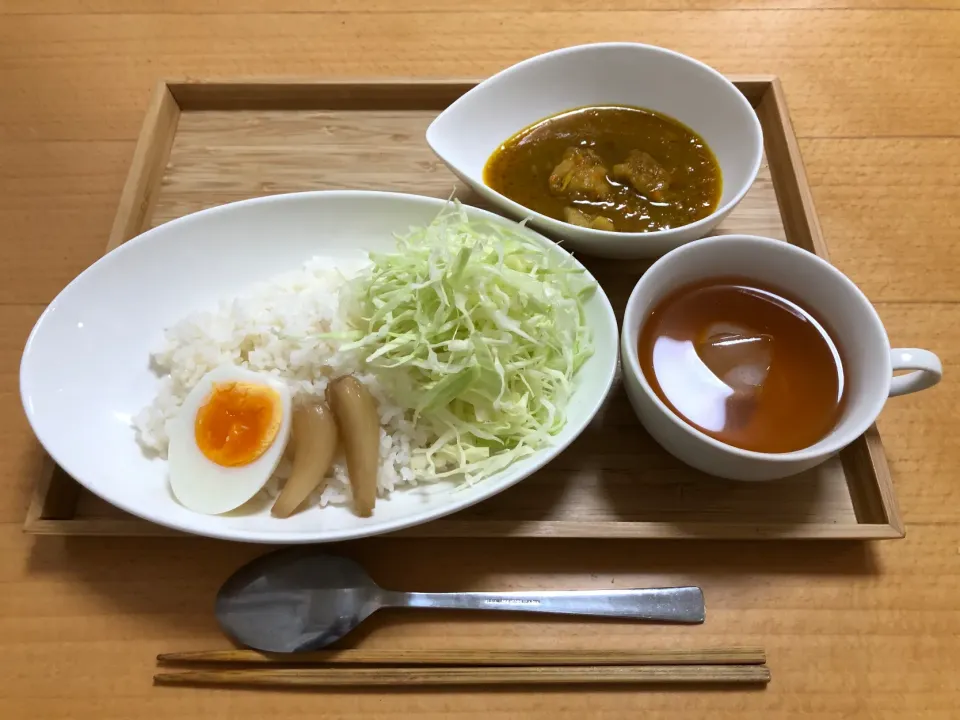 Snapdishの料理写真:#エッグチキンカレー、#アイスティー|tatsuya_kidさん