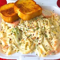 shrimp fettuccine|kevaさん