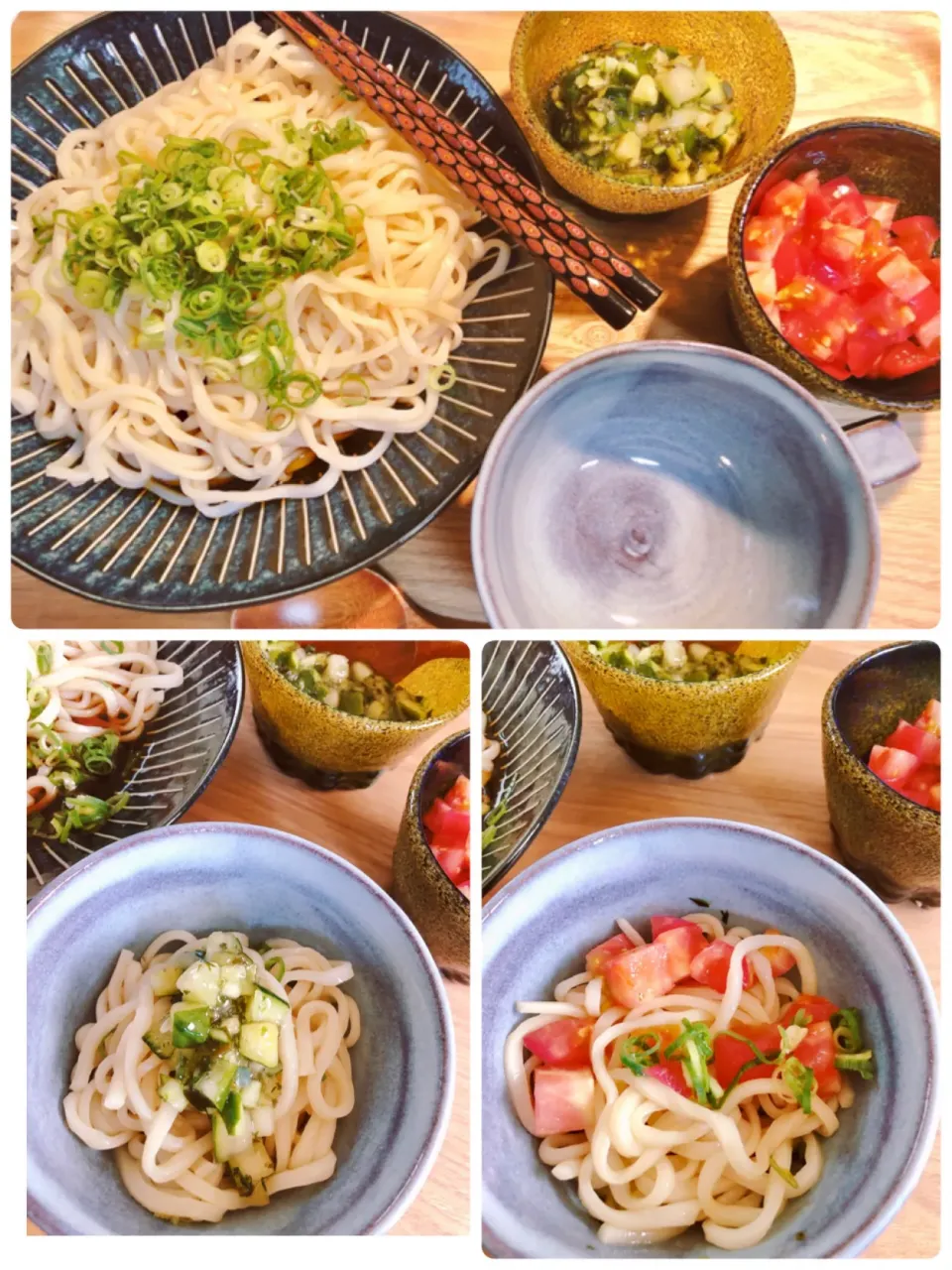 冷やし細うどんを作り置きの山形ダシと刻みトマト🍅で食す！ダシだけでも旨い😋トマトだけでも、うどんに麺つゆぶっかけてるので旨い❗️でも、ダシとトマトを混ぜると、なお旨い‼️って自画自賛🤣|海斗さん