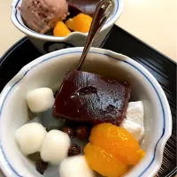 Snapdishの料理写真:白玉あんみつと小倉あんみつ|YOKOさん