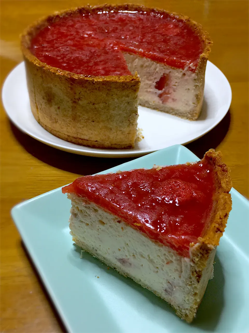 生クリームなしでも濃厚＊2層の苺チーズケーキタルト|ちほんぽさん