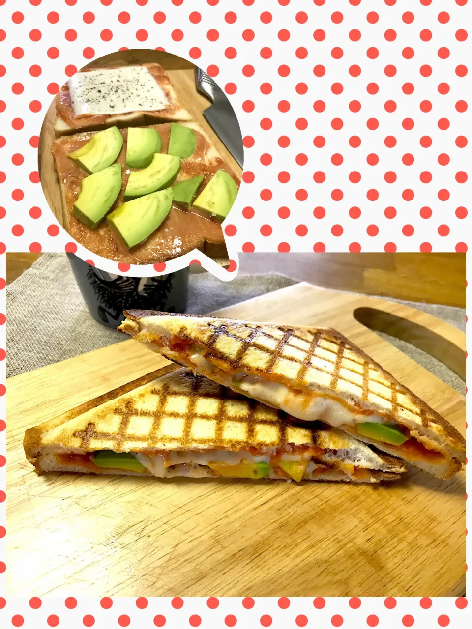 Snapdishの料理写真:アボカドチーズホットサンド🥑🧀|morimi32さん