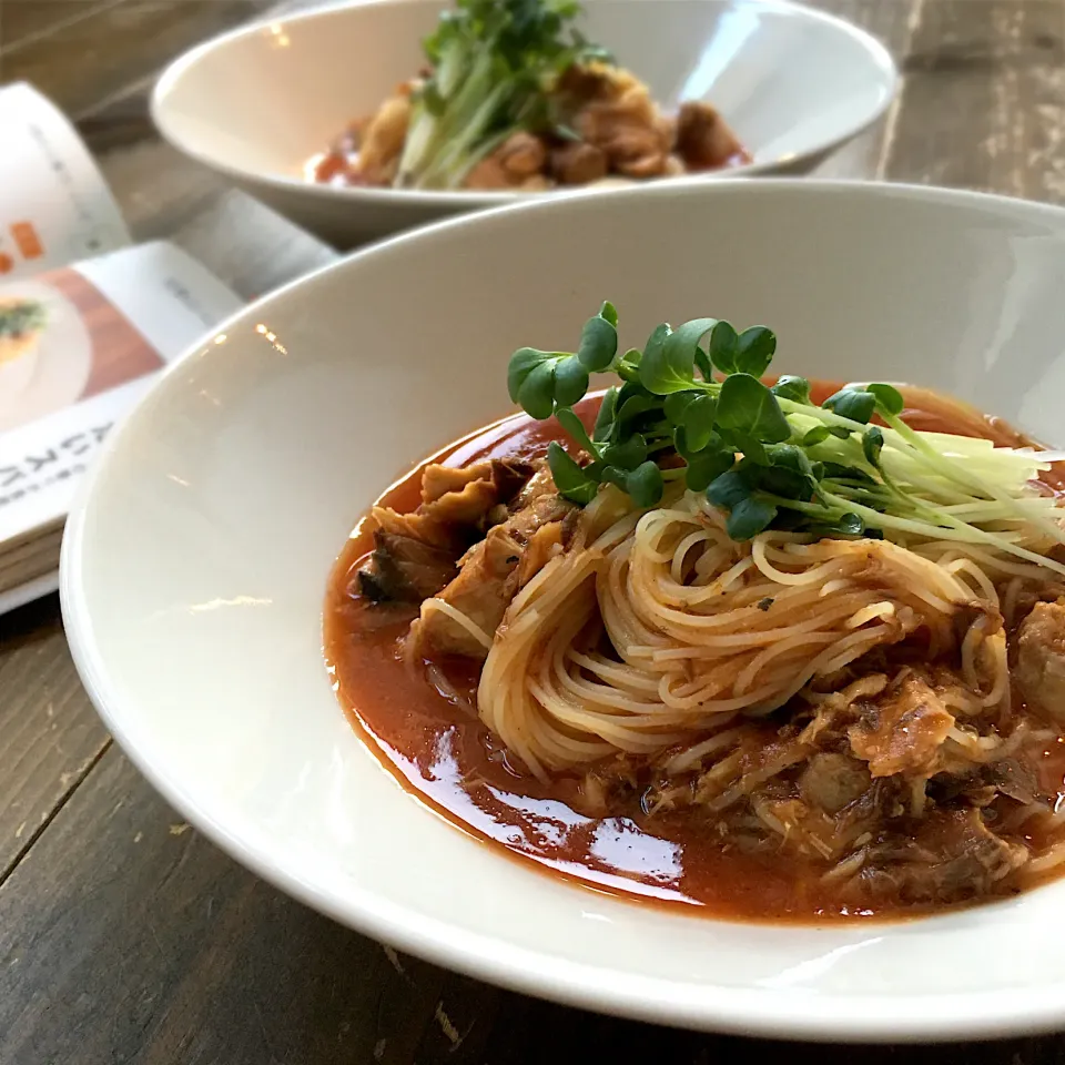 冷たいスパイシーサバトマトパスタ🍝#しょうゆマジック|七海さん